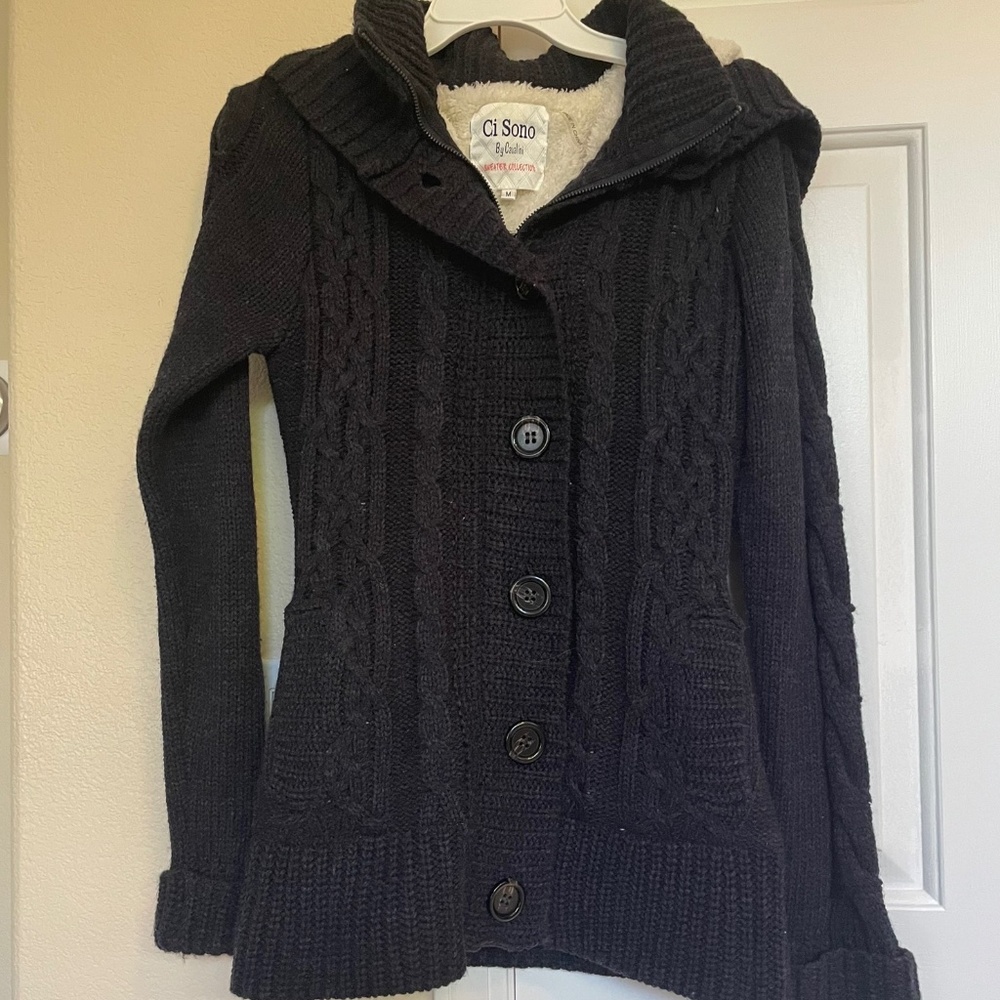 Navy Hooded Cardigan